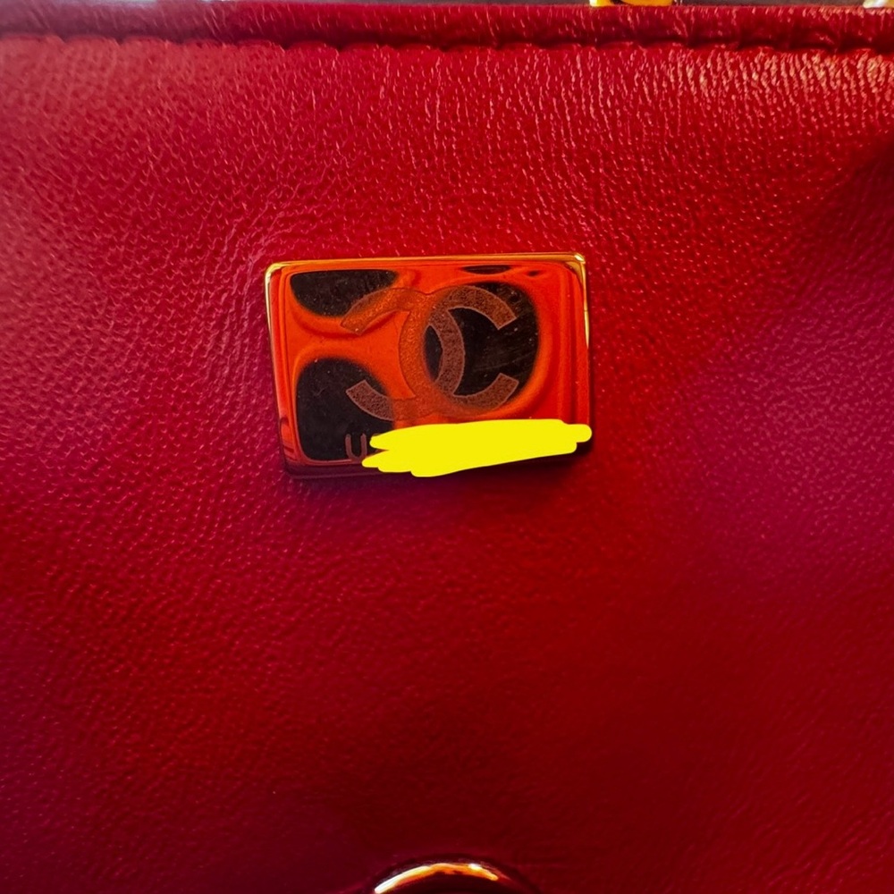 ❤️CHANEL❤️Mini Rectangular Top Handle Red Lambskin Flap Bag LGHW - Picture 10 of 14